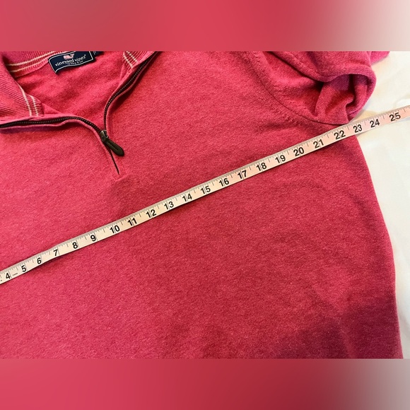 Vineyard Vines Merino Wool‎ 1/4 Zip Sweater Mens L Pink Pullover Preppy Coastal - Picture 6 of 10